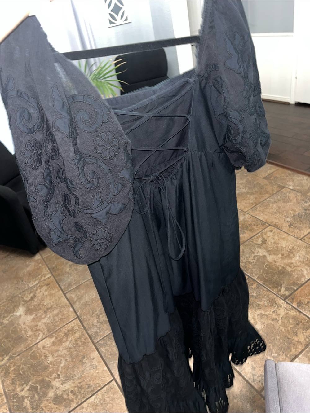 Abercrombie & Fitch Black Dress with Puff Sleeves L - Picture 13 of 16